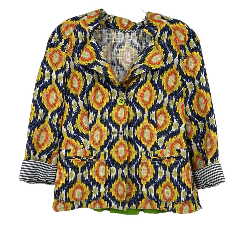 Sônia Bogner Blue Yellow Printed Blazer | Womens 4